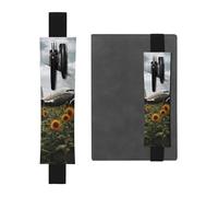 LHCVSFGW Portalápices elástico para cuaderno, marcapáginas, portalápices de piel sintética con banda ajustable, funda para bolígrafo, bolsa de avión con vuelo a girasol, estuche para lápices para