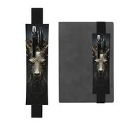 LHCVSFGW Portalápices elástico para cuaderno, marcapáginas, portalápices de piel sintética con banda ajustable, estuche para lápices, estuche para planificadores, carpetas y libros, Black, Talla única