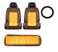 LHCXKJGS Cálido Cubre Asiento Coche équipé D'une Pelle à Neige Et D'un Couvre-Volant Este Es El Regalo Más Cálido para Los Conductores En Invierno,Brown-mainseat+auxiliaryseat+Backseat+