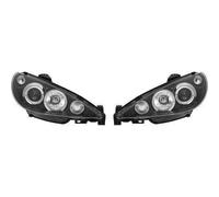 LHD Faros Proyectores Par Angel Eyes Claro Negro para Peugeot 206 206CC 98-08