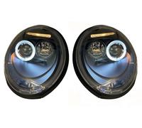LHD Faros Proyectores Par Angel Eyes Transparente Negro H1 VW New Beetle