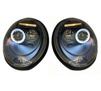 LHD Faros Proyectores Par Angel Eyes Transparente Negro H1 VW New Beetle