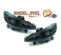 LHD Faros Proyectores Par Angel Eyes Transparente Negro Para Peugeot 207 06-12