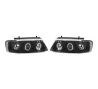 LHD Faros Proyectores Par Angel Eyes Transparente Negro Redondo VW Passat B5