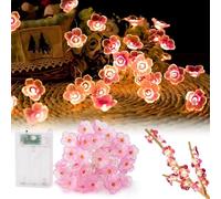 Lhdfyqt Lumineuse LED en Fleurs de Cerisier, 5 m 50 LEDs Guirlande Lumineuse en Fleurs de Cerisier, Guirlande de Fleurs à Piles, Led Guirlande Lumineuse Ros, pour Intérieur, Jardin, Mariage