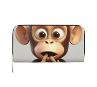 LHDGBNV Cartera de piel sintética para mujeres y niñas, con cremallera alrededor del soporte para tarjetas de crédito, cartera larga de The Silent Monkey, bolso de mano impermeable para viaje