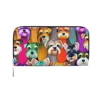 LHDGBNV Cartera de piel sintética para mujeres y niñas, con cremallera alrededor, soporte para tarjetas de crédito, petróleo, lindo perro Schnauzer, cartera larga, bolso de mano, bolso de mano