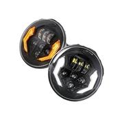 Lhdktee Faros Faro Led De 7 Pulgadas Con Señal Giro Ámbar DRL Blanco Faros Redondos Haz Alto/bajo Para Hummer H1 Y H2 2003 2004 2005-2009 Faro Principal