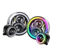 Lhdktee Faros Faros Delanteros Led De 50W Y 7 Pulgadas Anillo Halo Rgb Ojos Ángel Luz Antiniebla LED Faro Redondo Para Jeep Para Wrangler JK 2007-2018 Faro Principal