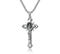 LHDUF Collar con colgante de cruz para hombre y mujer, crucifixión de oración, acero de titanio, tendencia retro, para hombres y mujeres, Metal, No es una piedra preciosa
