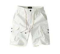 LHEZXS Pantalones Cortos de Hombre Pantalones Cortos Informales De Verano Shorts De Moda Masculinos Shorts De Cordero Multiput De Bolsillo Múltiple- Blanco-L