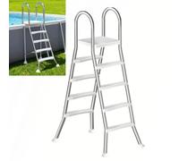 LHFJ Escalera de Piscina para Piscina Elevada de Doble Cara y 4 Peldaños de 135 cm, Escalera Piscina Desmontable, Escalera Piscina Acero Inoxidable de Alta Resistencia, Capacidad 250 kg,53 in