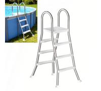 LHFJ Escalera de Piscina para Piscina Elevada de Doble Cara y 4 Peldaños de 135 cm, Escalera Piscina Desmontable, Escalera Piscina Acero Inoxidable de Alta Resistencia, Capacidad 250 kg,43 in