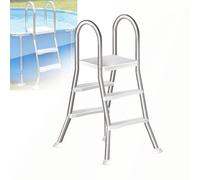 LHFJ Escalera de Piscina para Piscina Elevada de Doble Cara y 4 Peldaños de 135 cm, Escalera Piscina Desmontable, Escalera Piscina Acero Inoxidable de Alta Resistencia, Capacidad 250 kg,33 in