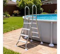 LHFJ Escaleras para Piscinas Desmontables de Acero Elevada 135 cm, Escaleras Piscina de Doble Cara 4 Peldaños, 52" Escalera Piscina de Alta Resistencia Capacidad 250 kg/550 LB,53 in