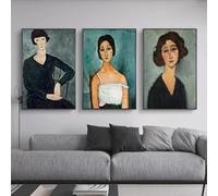 LHHJF LJHFA Amedeo Modigliani Poster La Mujer Retrato Arte De Pared Amedeo Modigliani Lienzo Pintura Y Impresiones Nórdico Decoración del Hogar Cuadro 50x70cmx3 Sin Marco