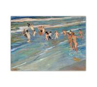 LHHJF LJHFA Joaquin Sorolla Póster Vintage《Juegos De Playa》Arte Mural: Joaquín Sorolla, Pintura En Lienzo E Impresiones, Decoración Moderna del Hogar, Imagen, 50x70cmx1, Sin Marco