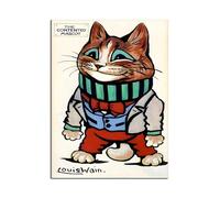LHHJF LJHFA Louis Wain Retro Divertido Animal Poster Psychedelic Cat Wall Art Louis Wain Pintura en Lienzo e Impresiones para decoración del hogar Imagen 50x70cm Sin Marco