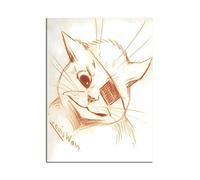 LHHJF LJHFA Louis Wain Retro Divertido Animal Poster Psychedelic Cat Wall Art Louis Wain Pintura en Lienzo e Impresiones para decoración del hogar Imagen 50x70cm Sin Marco