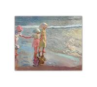 LHHJF LJHFA Póster de Joaquín Sorolla《Las Tres Hermanas en la Playa》Arte de Pared Joaquín Sorolla Pintura en Lienzo e Impresiones Cuadro de decoración del hogar 60x70cm Sin Marco