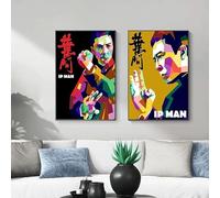 LHHJF LJHFA Póster de Kung Fu Chino Ip Man Donnie Yen Arte de Pared Wing Chun Master Pintura en Lienzo E Impresiones Decoración del Hogar de Moda Imagen 50x70cmx2 Sin Marco