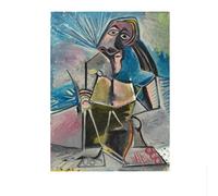 LHHJF LJHFA Póster de Pablo Picasso《En el Trabajo. 15 de Agosto de 1971》 Arte Mural Pablo Picasso Pintura en Lienzo y Grabados Nórdico Decoración del hogar Cuadro 50x70cm Sin Marco