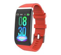 LHHJPULS Nueva actualización de presión Deporte Inteligente Aptitud Pulsera Sangre del Ritmo cardíaco podómetro IP67 a Prueba de Agua Banda Inteligente Reloj for Android iOS (Color : C919 Red)