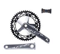 LHHL 165mm Ciclismo En Pista Platos Y Bielas Hueco Integrado 49T Aleación De Aluminio Plato Único con Soporte Inferior(Silver)