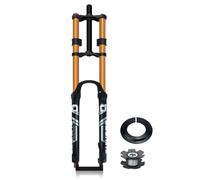 LHHL 26”27.5”29”Horquilla De Suspensión Aire De Mountain Bike XC/Am Doble Hombro Horquilla Bici Rebound Adjustale con Bloqueo,Recorrido 150mm 1-1/8" Recta Horquilla Delantera QR(Gold,26'')
