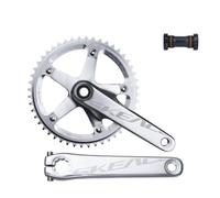 LHHL Bielas De Bicicleta De Pista De 165mm Hueco Integrado 48T Platos Y Bielas De Un Solo Plato con Soporte Inferior Compatible con 10/11 Velocidades(Silver)