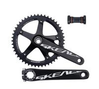 LHHL Bielas De Bicicleta De Pista De 165mm Hueco Integrado 48T Platos Y Bielas De Un Solo Plato con Soporte Inferior Compatible con 10/11 Velocidades(Black)