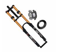 LHHL DH Horquilla Suspensión for Bicicleta 26/27.5/29" for Bicicleta Montaña Aire Hombro Doble Cuesta Abajo Rappel Amortiguador Recorrido 130mm Mojadura Freno Disco QR MTB/Am/FR(Gold,26in)