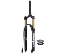 LHHL Horquilla de suspensión neumática de montaña 26", 27.5" 29" Recorrido 120 mm Horquilla Delantera para Bicicleta XC Am Tubo cónico 1-1/2" Cierre rápido 9x100 mm(Gold,B_27.5IN)