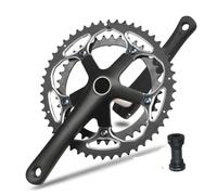 LHHL Platos Y Bielas Bicicleta Carretera 152/165/170mm Integrado Hueco Brazo De Manivela Plato Doble Redondo 39-50T Aleación De Aluminio Bielas con BB(Black 152mm)