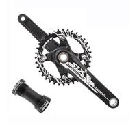 LHHL Platos Y Bielas MTB 170mm 32T 34T 36T 38T Integrado Hueco Ligero Aleación De Aluminio Plato Ancho Estrecho Compatible Doble/Triple Plato Soporte Inferior(Black,38T)