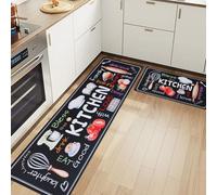 LHHMZ 2 Pcs Alfombras y Tapetes de Cocina, Alfombras Lavables, Alfombrillas de Cocina Antideslizantes para Cocina, Pasillo, y Comedor, 43x75cm + 43x150cm