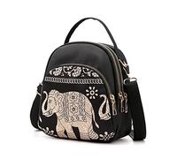 LHHMZ Bolsos de Hombro Tipo Bandolera étnicos pequeños para Mujeres y niñas Elefante Hojas Mochilas Convertibles Bolsas de Viaje diarias