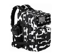 LHI Mochila militar táctica para hombres y mujeres, 25 L, mochila grande con dos portavasos, vaca blanca y negra, Vaca blanca y negra., 25L US, Mochilas tácticas, mochila de senderismo, mochila de