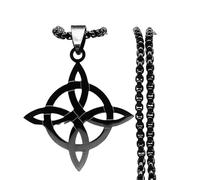 LHJHZDJC Brujería de moda para mujer, nudo de bruja, geometría, cadena larga, collar, para hombres/mujeres, negro, joyas, mujer, accesorio de calle para hombres y mujeres, regalo casual