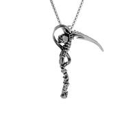LHJHZDJC Colgante de guadaña de la muerte retro gótica para hombres y mujeres, para uso diario, collar de calavera para hombre, joyería punk rock, accesorios de Halloween, gran regalo para ella y él
