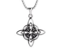 LHJHZDJC Collar clásico con colgante de nudo celta irlandés para hombres y mujeres, joyería de nudo de bruja de la Trinidad, amuleto de felicitaciones, accesorio de ropa de calle para hombres y