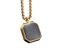 LHJHZDJC Collar clásico de piedra natural cuadrada negra para hombre, colgante de polígono geométrico, joyería punk, felicitaciones, accesorio de calle, para hombres y mujeres, regalo casual