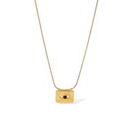 LHJHZDJC Collar con colgante de acero inoxidable para mujer, diseño vintage de ojo cuadrado, cadena de hueso de serpiente, collar clásico y elegante, joyería unisex para uso diario, casual, tendencia