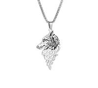 LHJHZDJC Collar con colgante de cabeza de lobo celta de mitología nórdica, para hombre, moderno, casual, accesorio de ropa de calle para hombres y mujeres, regalo casual