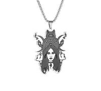 LHJHZDJC Collar con colgante de cabeza de serpiente de bruja en blanco y negro para hombres y mujeres, joyería gótica personalizada de hip hop, el mejor regalo para ella