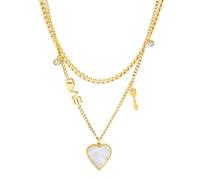 LHJHZDJC Collar con colgante de cadena de clavícula en forma de corazón con letra de amor para mujer, collar de doble capa, accesorios para mujer, unisex, uso diario, casual, tendencia de regalo