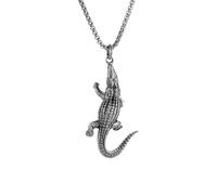 LHJHZDJC Collar con colgante de cocodrilo de lagarto hambriento dominante para hombres y mujeres, para uso diario, motociclista, punk, hip hop, joyería de moda, gran regalo para ella y él