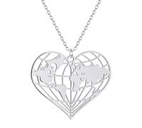 LHJHZDJC Collar con colgante de corazón con mapa del mundo, collar de origami, colgante del mundo de la tierra, gargantilla de viaje, joyería de la tierra, regalo de planeta, accesorio de ropa de