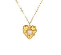 LHJHZDJC Collar con colgante de corazón irregular para hombre y mujer, gargantilla de color dorado con perlas de imitación, joyería de moda para mujer, gran regalo para ella y él