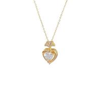LHJHZDJC Collar con colgante de corazón romántico de circonita para mujeres y niñas, cadena de acero inoxidable brillante de moda, accesorios de color dorado, unisex, uso diario, casual, tendencia de